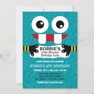 Cute Little Monster Birthday Party Invitation
