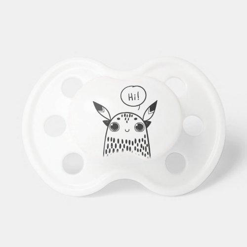 Cute Little Monster Black and White Illustrated Pacifier