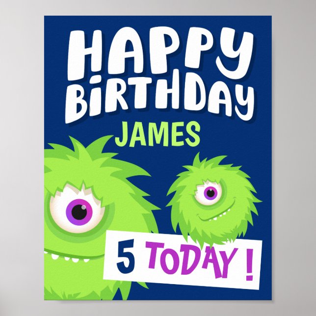 Cute Little Monster Blue Poster (Front)