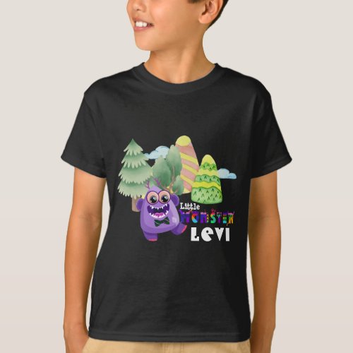 Cute Little Monster Boy Custom Name  T_Shirt