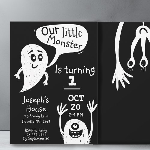 Cute Little Monster Boys First Birthday  Invitatio Invitation