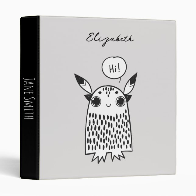 Cute little monster cartoon 3 ring binder (Front/Spine)