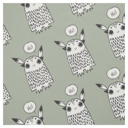 Cute little monster cartoon fabric