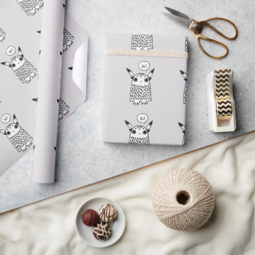 Cute little monster cartoon wrapping paper