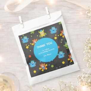Cute little Monster chalkboard themed Birthday Favor Bag