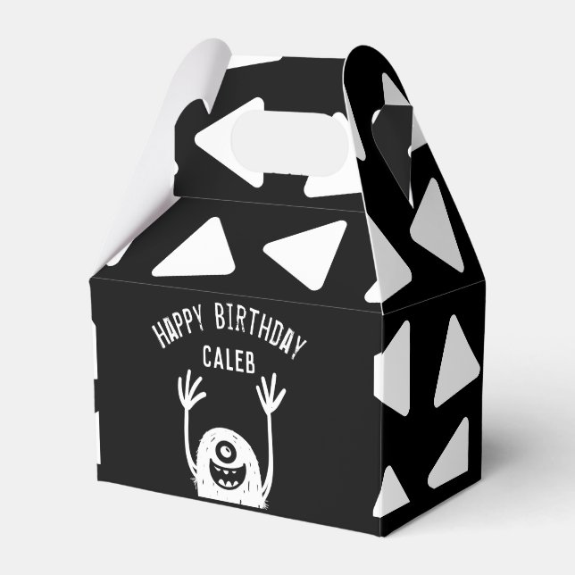 Cute Little Monster Custom Boys Birthday Favor Boxes (Front Side)