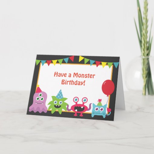 Cute Little Monster Happy Birthday Card | Zazzle