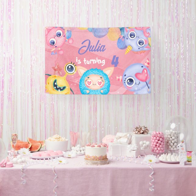 Cute Little Monster kids Birthday  Banner (Party)
