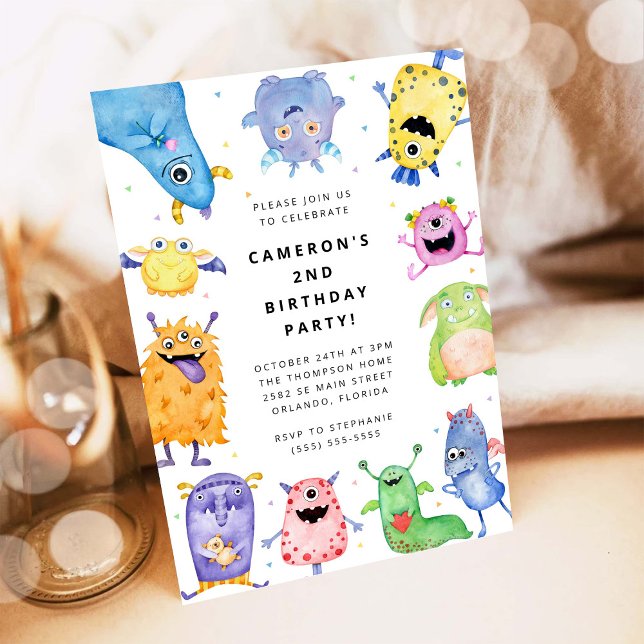 Cute Little Monster Kids Birthday Invitation (Creator Uploaded)