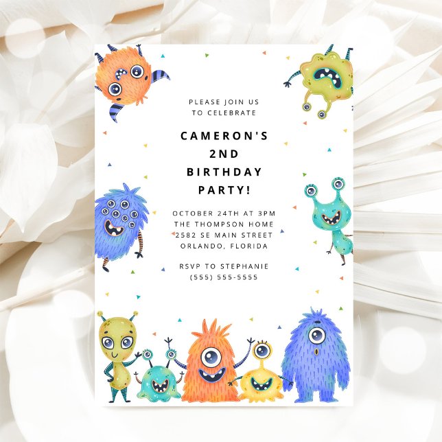 Cute Little Monster Kids Birthday Invitation (Creator Uploaded)