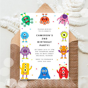 Cute Little Monster Kids Birthday Invitation