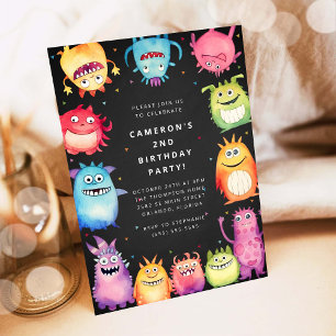 Cute Little Monster Kids Birthday Invitation