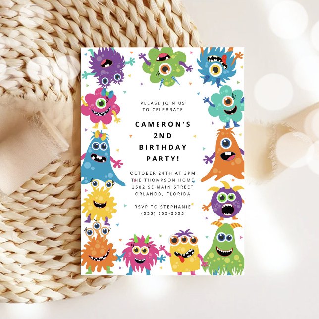Cute Little Monster Kids Birthday Invitation (Creator Uploaded)