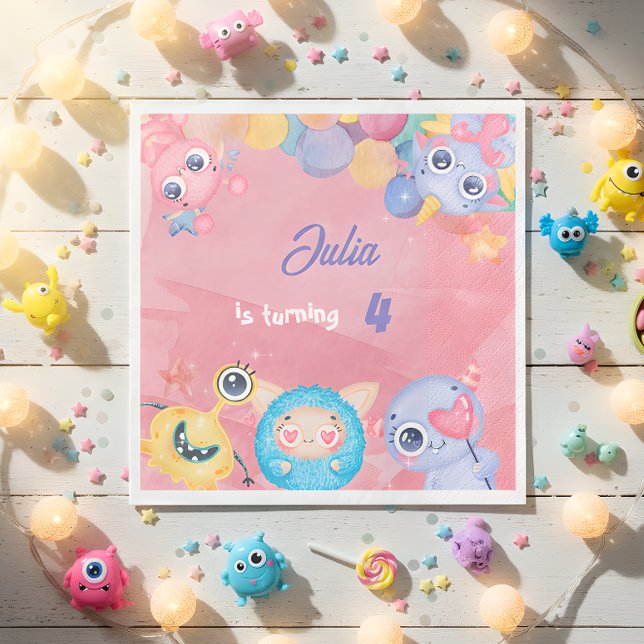 Cute Little Monster kids Birthday  Napkins (Creator Uploaded)