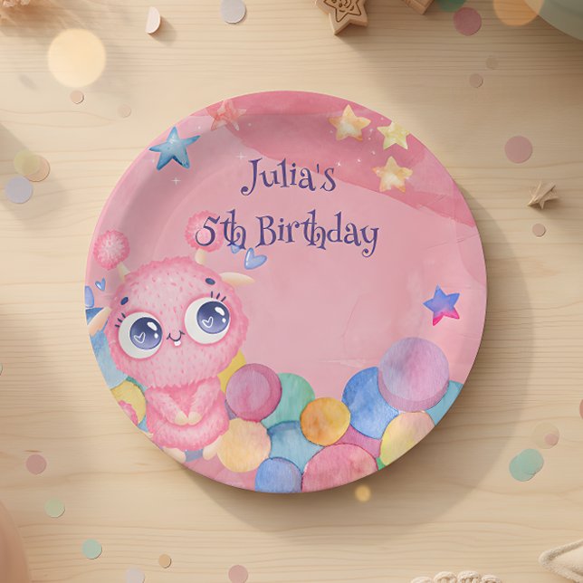 Cute Little Monster kids birthday Paper Plates (Creator Uploaded)