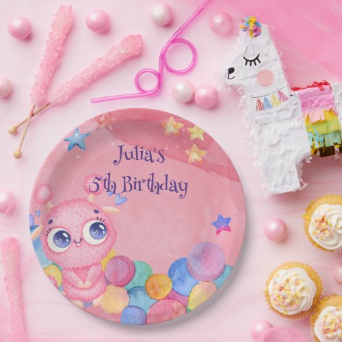 Cute Little Monster kids birthday Paper Plates