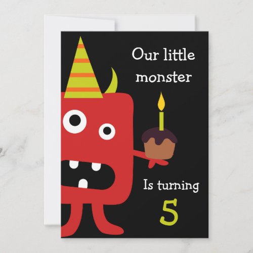 Cute Little Monster Kids Birthday Party Invite