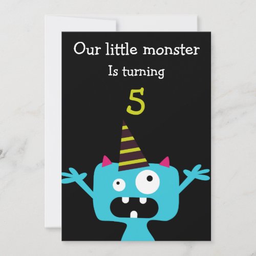 Cute Little Monster Kids Birthday Party Invite