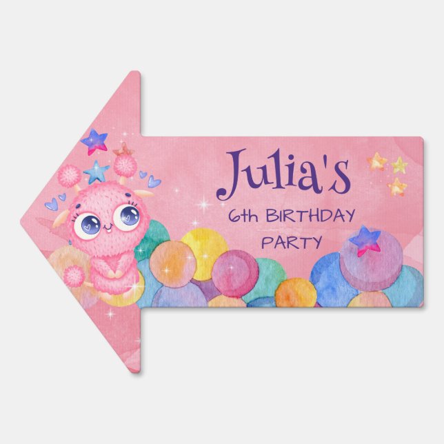 Cute Little Monster kids birthday Sign (Front)