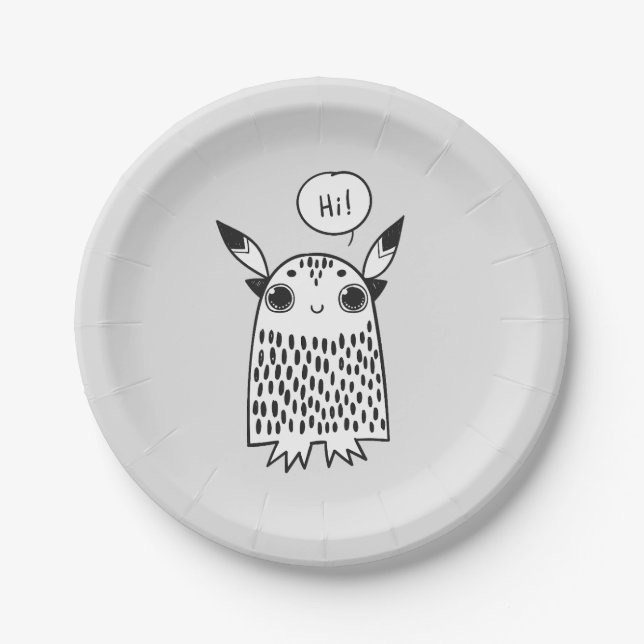 Cute little monster paper plates (Front)