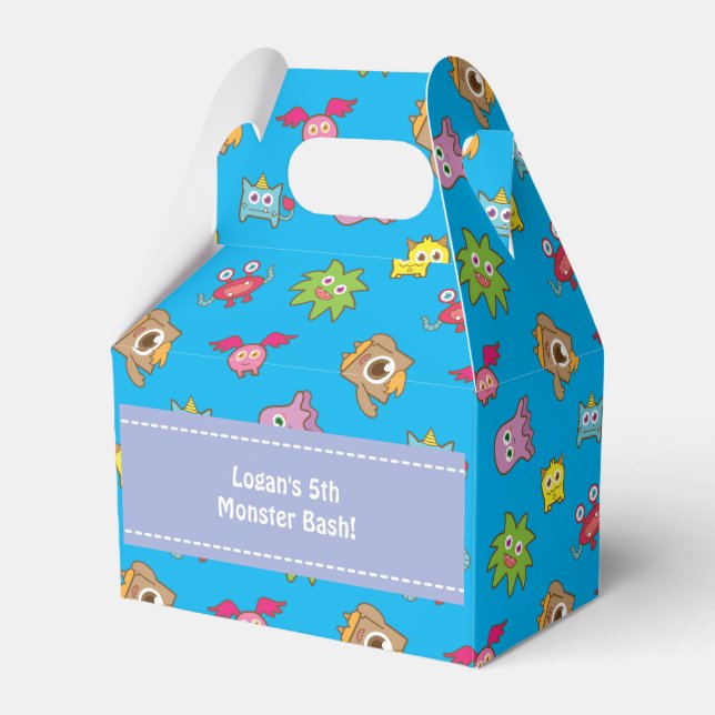 Cute Little Monster Pattern Birthday Party Favor Boxes (Front Side)