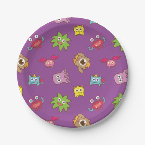 Cute Little Monster Pattern Birthday Party Paper Plates