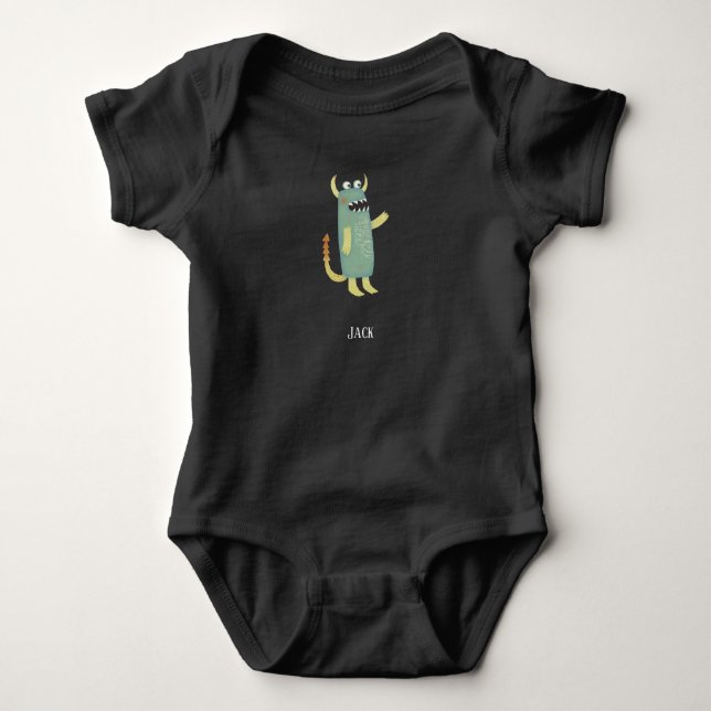 Cute Little Monster Personalized Baby Bodysuit (Front)