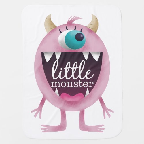 Cute Little Monster Pink Baby Blanket
