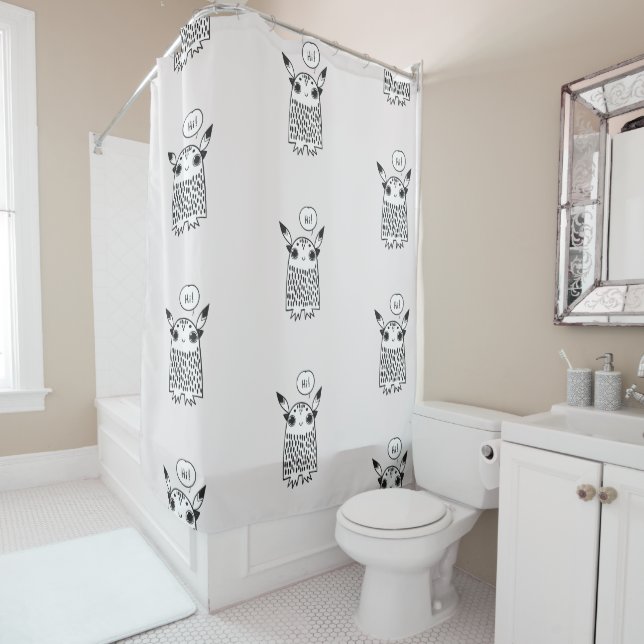 Cute little monster shower curtain (In Situ)
