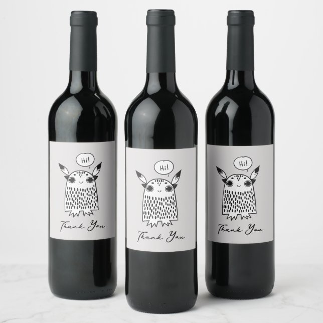 Cute little monster wine label (Bottles)