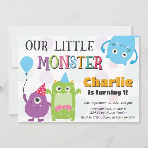 Cute Little Monsters Birthday Party Any Age Invitation