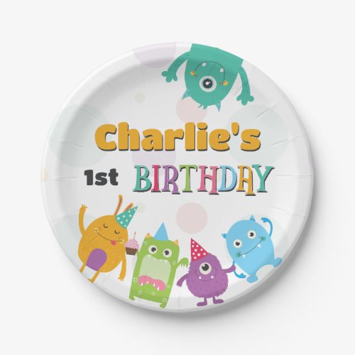 Cute Little Monsters Birthday Party Any Age Paper Plates