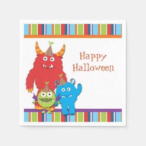 Cute Little Monsters Birthday Party Napkins