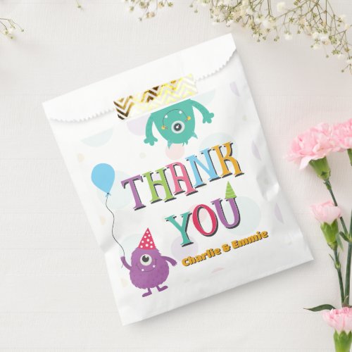Cute Little Monsters Birthday Party Thank You Favor Bag