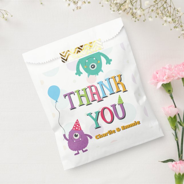 Cute Little Monsters Birthday Party Thank You Favor Bag (Sealed)