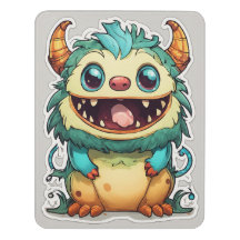 Cute Little Monsters Cartoon Sticker Illustration