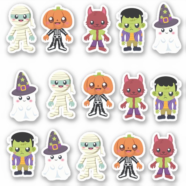 Cute Little Monsters Halloween  Sticker (Front)