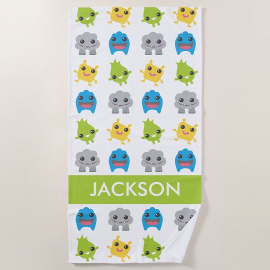 cute little monsters kids personalized beach towel zazzle com