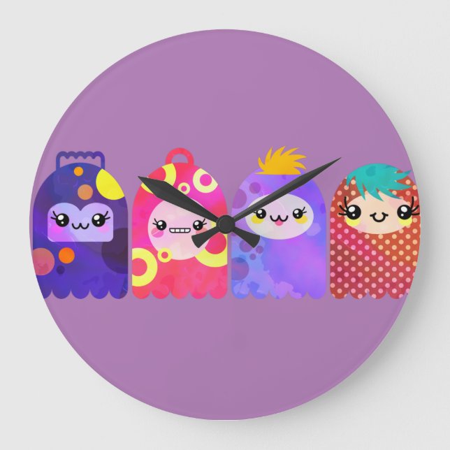 Cute Little Monsters Large Clock (Front)