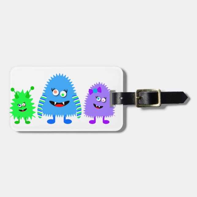 Cute Little Monsters Luggage Tag (Front Horizontal)
