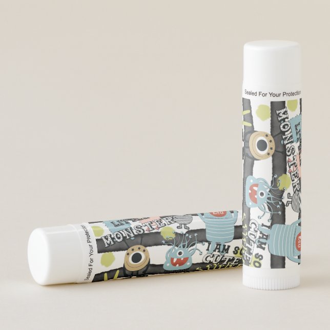 Cute Little Monsters Modern Chic Watercolor Stripe Lip Balm (Front)