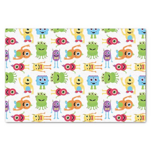 Cute Little Monsters Party Pattern Tissue Paper