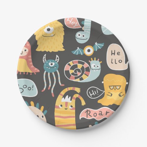 Cute Little Monsters Party Plates