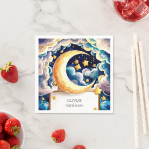 Cute Little Moon Birthday Napkins