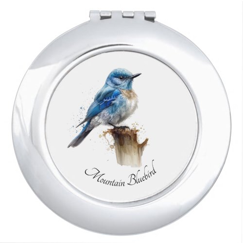 cute little mountain bluebird in watercolor compact mirror