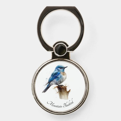 cute little mountain bluebird in watercolor phone ring stand