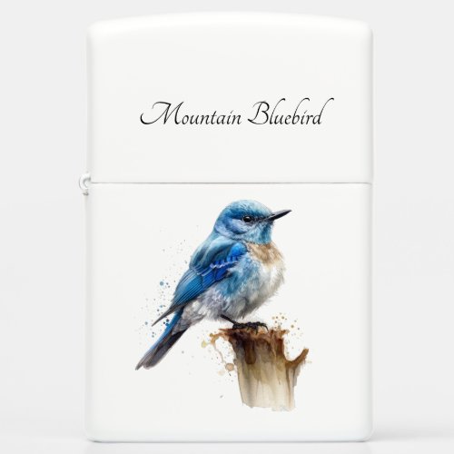 cute little mountain bluebird in watercolor zippo lighter