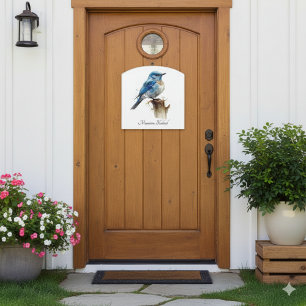 Cute Little Mountain Bluebird Watercolor, custom Door Sign