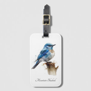 Cute Little Mountain Bluebird Watercolor, custom Luggage Tag