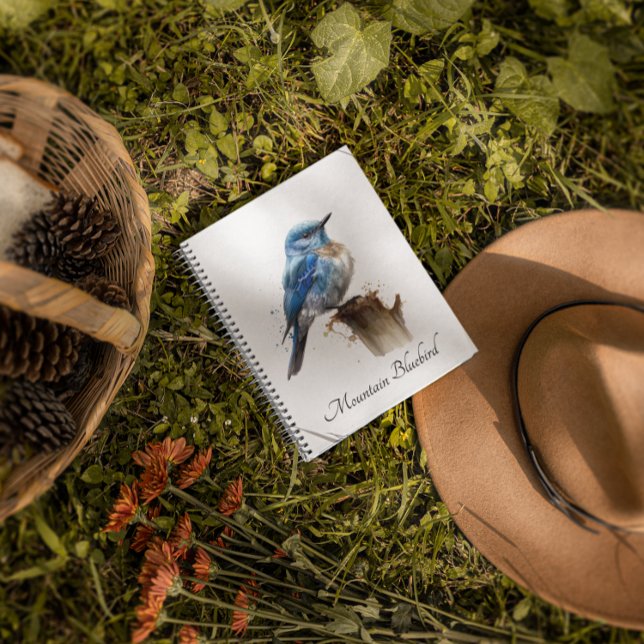 Cute Little Mountain Bluebird Watercolor, custom Notebook (Creator Uploaded)